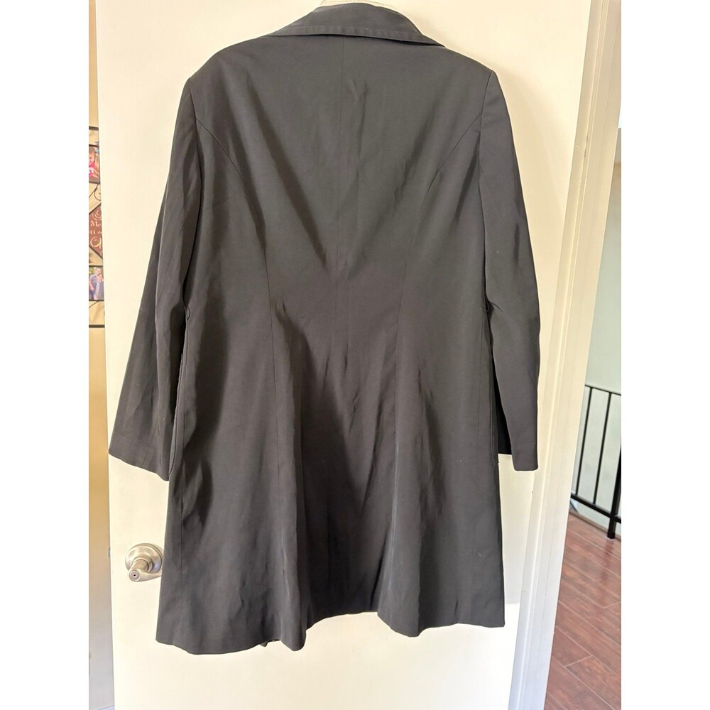 Vtg 90s Bandolino Black Trench Coat Houndstooth Duster M Raincoat Grunge Goth - Picture 4 of 9